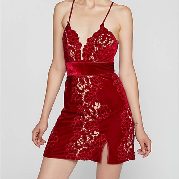 NWT Free People Saylor Red Velvet Mini Dress Sz L – Holiday Party Cocktail Chic - Picture 1 of 6